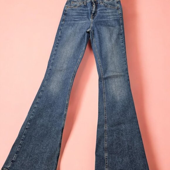 Topshop Womens Jamie Jeans 28 US 6 Stretch Mid Rise Flare Denim - Picture 2 of 5